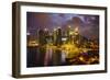 The Towers of the Central Business District and Marina Bay at Dusk, Singapore, Southeast Asia, Asia-Fraser Hall-Framed Photographic Print