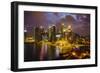 The Towers of the Central Business District and Marina Bay at Dusk, Singapore, Southeast Asia, Asia-Fraser Hall-Framed Photographic Print