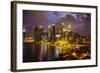 The Towers of the Central Business District and Marina Bay at Dusk, Singapore, Southeast Asia, Asia-Fraser Hall-Framed Photographic Print