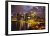 The Towers of the Central Business District and Marina Bay at Dusk, Singapore, Southeast Asia, Asia-Fraser Hall-Framed Photographic Print