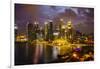 The Towers of the Central Business District and Marina Bay at Dusk, Singapore, Southeast Asia, Asia-Fraser Hall-Framed Premium Photographic Print