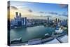 The Towers of the Central Business District and Marina Bay at Sunset, Singapore, Southeast Asia-Fraser Hall-Stretched Canvas