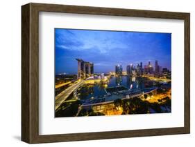 The Towers of the Central Business District and Marina Bay by Night, Singapore, Southeast Asia-Fraser Hall-Framed Photographic Print