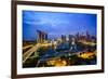 The Towers of the Central Business District and Marina Bay by Night, Singapore, Southeast Asia-Fraser Hall-Framed Photographic Print