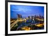 The Towers of the Central Business District and Marina Bay by Night, Singapore, Southeast Asia-Fraser Hall-Framed Photographic Print