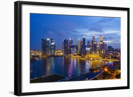 The Towers of the Central Business District and Marina Bay by Night, Singapore, Southeast Asia-Fraser Hall-Framed Photographic Print