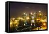 The Towers of the Central Business District and Marina Bay by Night, Singapore, Southeast Asia-Fraser Hall-Framed Stretched Canvas