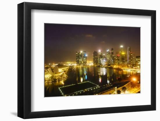 The Towers of the Central Business District and Marina Bay by Night, Singapore, Southeast Asia-Fraser Hall-Framed Photographic Print