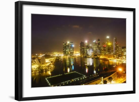 The Towers of the Central Business District and Marina Bay by Night, Singapore, Southeast Asia-Fraser Hall-Framed Photographic Print