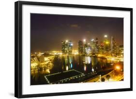 The Towers of the Central Business District and Marina Bay by Night, Singapore, Southeast Asia-Fraser Hall-Framed Photographic Print