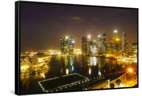 The Towers of the Central Business District and Marina Bay by Night, Singapore, Southeast Asia-Fraser Hall-Framed Stretched Canvas
