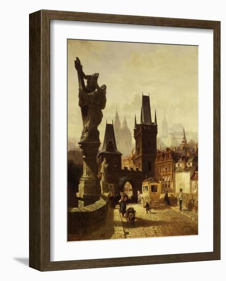 The Towers of the Charles Bridge in Prague, Czechoslovakia, 1870-Albert Schmid-Framed Giclee Print