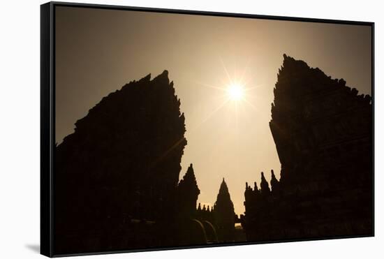 The Towers of the Hindu Prambanan Temples in Central Java-Alex Saberi-Framed Stretched Canvas