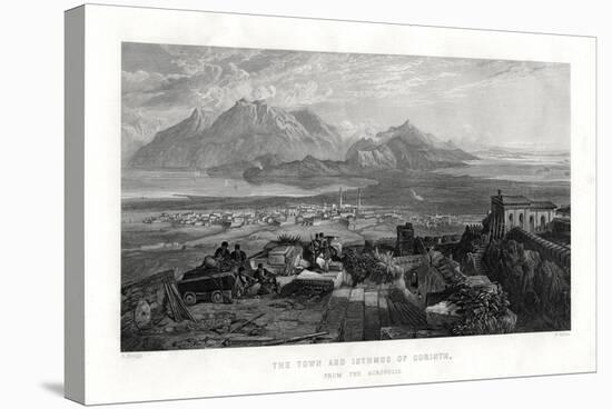 The Town and Isthmus of Corinth from the Acropolis, Greece, 1887-W Miller-Stretched Canvas