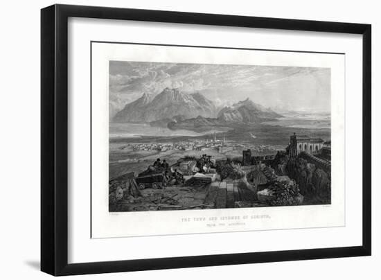 The Town and Isthmus of Corinth from the Acropolis, Greece, 1887-W Miller-Framed Giclee Print