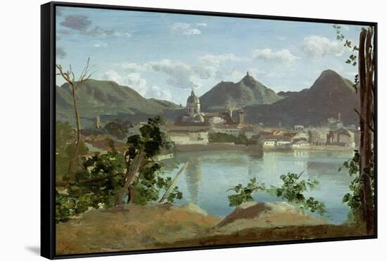 The Town and Lake Como, 1834-Jean-Baptiste-Camille Corot-Framed Stretched Canvas