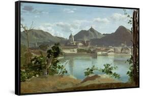 The Town and Lake Como, 1834-Jean-Baptiste-Camille Corot-Framed Stretched Canvas