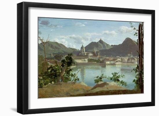 The Town and Lake Como, 1834-Jean-Baptiste-Camille Corot-Framed Giclee Print