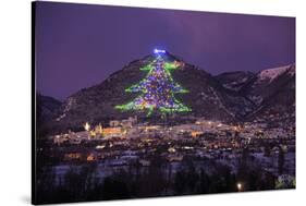 The town and the biggest Christmas Tree of the world, Gubbbio, Umbria, Italy, Europe-Lorenzo Mattei-Stretched Canvas