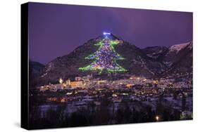 The town and the biggest Christmas Tree of the world, Gubbbio, Umbria, Italy, Europe-Lorenzo Mattei-Stretched Canvas