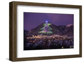 The town and the biggest Christmas Tree of the world, Gubbbio, Umbria, Italy, Europe-Lorenzo Mattei-Framed Photographic Print