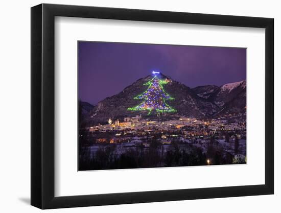 The town and the biggest Christmas Tree of the world, Gubbbio, Umbria, Italy, Europe-Lorenzo Mattei-Framed Photographic Print