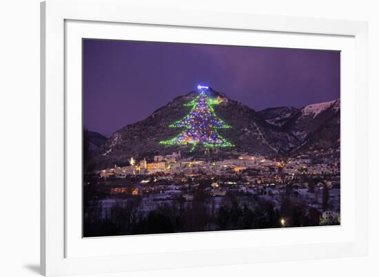 The town and the biggest Christmas Tree of the world, Gubbbio, Umbria, Italy, Europe-Lorenzo Mattei-Framed Photographic Print