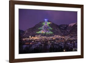 The town and the biggest Christmas Tree of the world, Gubbbio, Umbria, Italy, Europe-Lorenzo Mattei-Framed Photographic Print