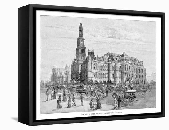 The Town Hall and St Andrew's Cathedral, Sydney, New South Wales, Australia, 1886-null-Framed Stretched Canvas