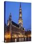The Town Hall (French: Hôtel De Ville), of City of Brussels Is a Gothic Building from Middle Ages L-David Bank-Stretched Canvas