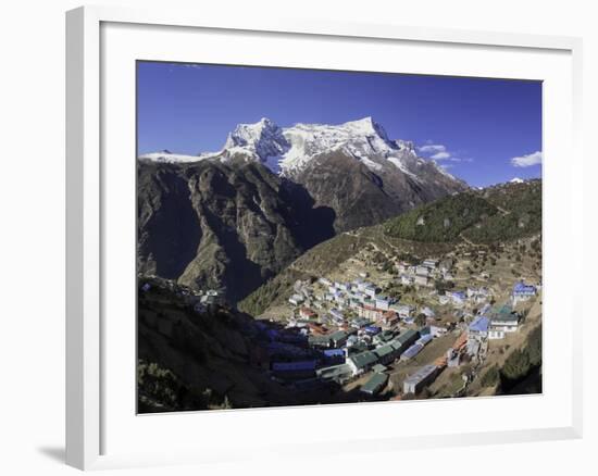 The Town of Namche Bazaar with the Kongde Ri (Kwangde Ri) Mountain Range in the Background-John Woodworth-Framed Photographic Print