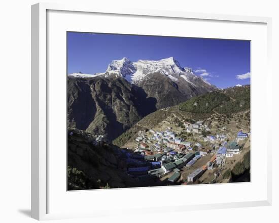 The Town of Namche Bazaar with the Kongde Ri (Kwangde Ri) Mountain Range in the Background-John Woodworth-Framed Photographic Print