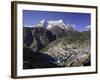 The Town of Namche Bazaar with the Kongde Ri (Kwangde Ri) Mountain Range in the Background-John Woodworth-Framed Photographic Print