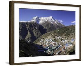 The Town of Namche Bazaar with the Kongde Ri (Kwangde Ri) Mountain Range in the Background-John Woodworth-Framed Photographic Print