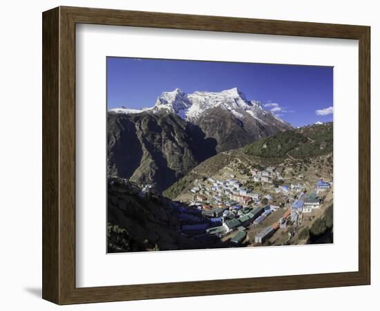 The Town of Namche Bazaar with the Kongde Ri (Kwangde Ri) Mountain Range in the Background-John Woodworth-Framed Photographic Print