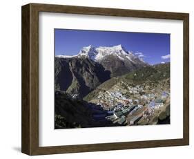 The Town of Namche Bazaar with the Kongde Ri (Kwangde Ri) Mountain Range in the Background-John Woodworth-Framed Photographic Print