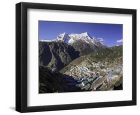 The Town of Namche Bazaar with the Kongde Ri (Kwangde Ri) Mountain Range in the Background-John Woodworth-Framed Photographic Print