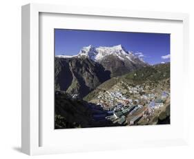 The Town of Namche Bazaar with the Kongde Ri (Kwangde Ri) Mountain Range in the Background-John Woodworth-Framed Photographic Print