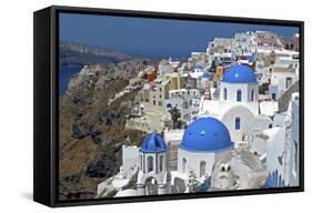 The Town of Oia on the Island of Santorini, Greece-David Noyes-Framed Stretched Canvas