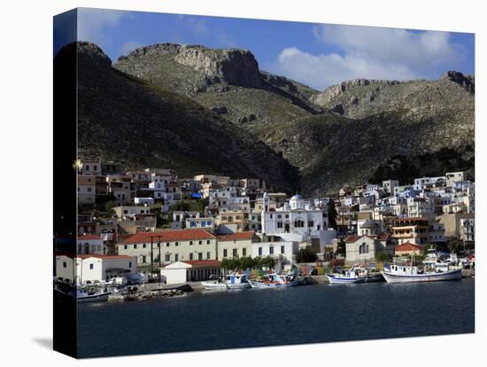 The Town of Pothia Seen from the Sea, Kalymnos Island, Dodecanese, Greek Islands, Greece, Europe-David Pickford-Stretched Canvas