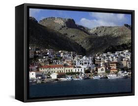 The Town of Pothia Seen from the Sea, Kalymnos Island, Dodecanese, Greek Islands, Greece, Europe-David Pickford-Framed Stretched Canvas