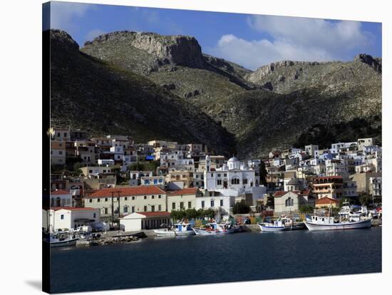 The Town of Pothia Seen from the Sea, Kalymnos Island, Dodecanese, Greek Islands, Greece, Europe-David Pickford-Stretched Canvas