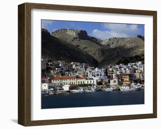 The Town of Pothia Seen from the Sea, Kalymnos Island, Dodecanese, Greek Islands, Greece, Europe-David Pickford-Framed Photographic Print