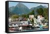 The town of Sitka & the spectacular mountains of Baranof Island, Southeast Alaska-Mark A Johnson-Framed Stretched Canvas