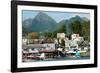 The town of Sitka & the spectacular mountains of Baranof Island, Southeast Alaska-Mark A Johnson-Framed Photographic Print