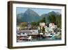 The town of Sitka & the spectacular mountains of Baranof Island, Southeast Alaska-Mark A Johnson-Framed Photographic Print