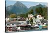 The town of Sitka & the spectacular mountains of Baranof Island, Southeast Alaska-Mark A Johnson-Stretched Canvas