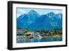 The town of Sitka & the spectacular mountains of Baranof Island, Southeast Alaska-Mark A Johnson-Framed Photographic Print