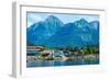 The town of Sitka & the spectacular mountains of Baranof Island, Southeast Alaska-Mark A Johnson-Framed Photographic Print