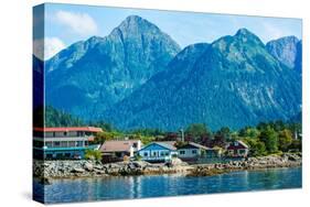 The town of Sitka & the spectacular mountains of Baranof Island, Southeast Alaska-Mark A Johnson-Stretched Canvas